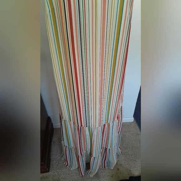 Multicolor stripped maxi chiffon dress size L - Picture 4 of 14